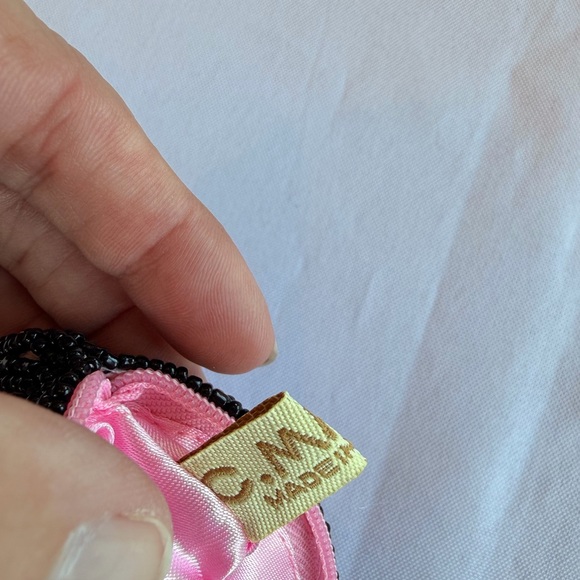 Vintage C. Marie Pink Poodle Beaded Coin Purse Pink Satin Interior - Picture 5 of 8